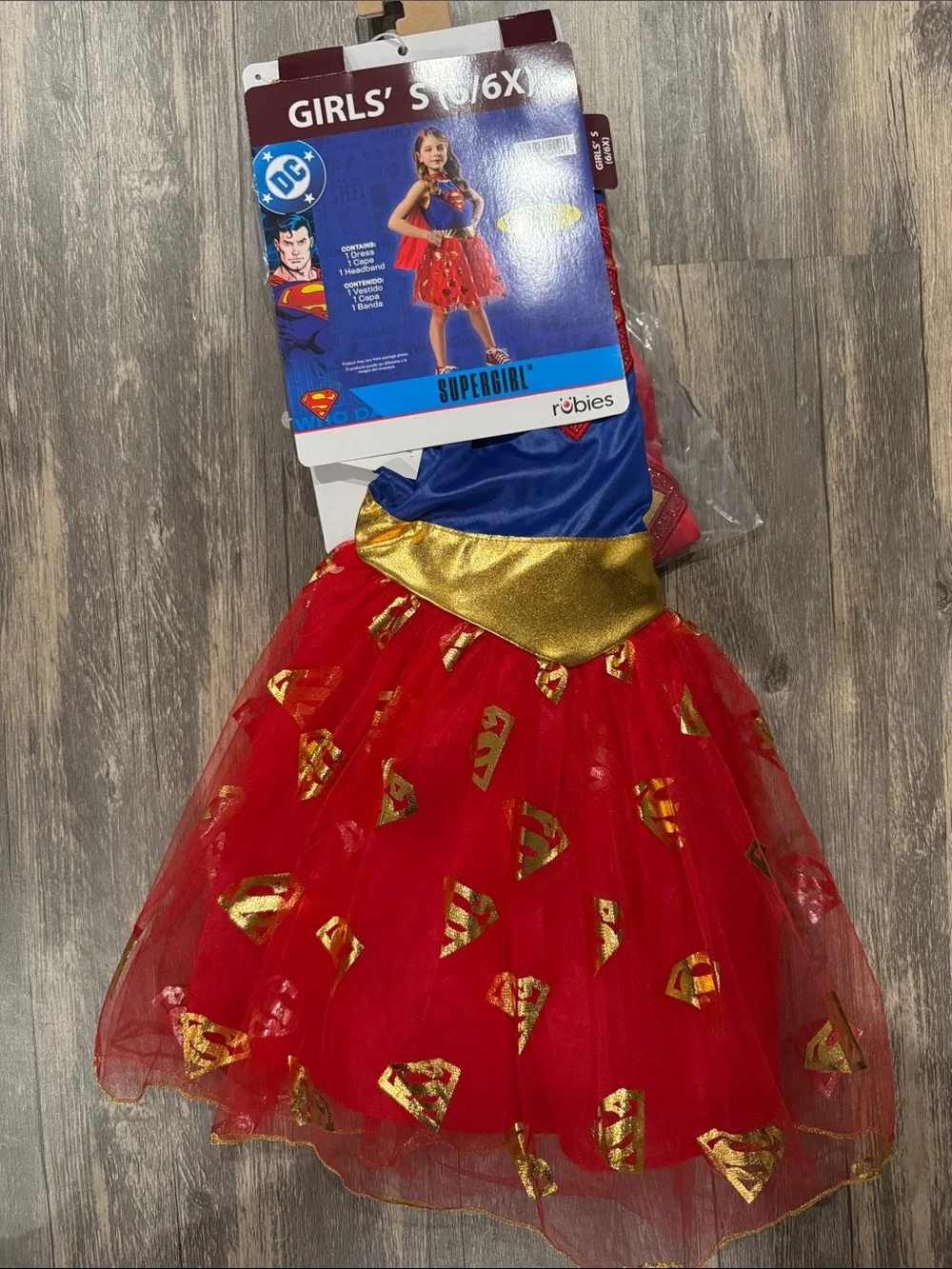 Supergirl Girls' Halloween Costume Dress with Red Cape - Girls' S (6/6X)